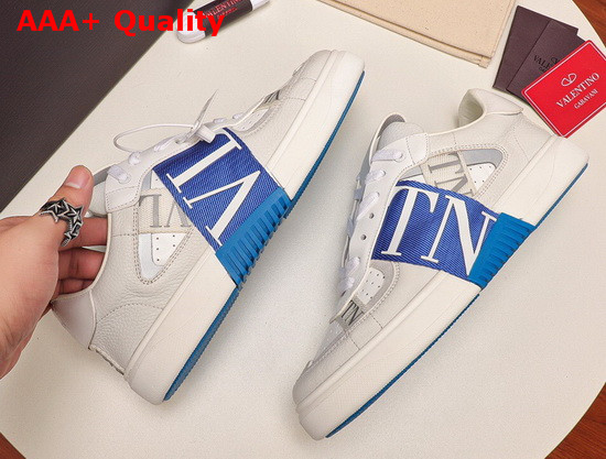 Valentino Calfskin VL7N Sneaker with Bands White and Blue Replica