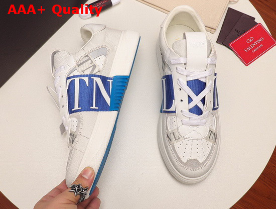 Valentino Calfskin VL7N Sneaker with Bands White and Blue Replica