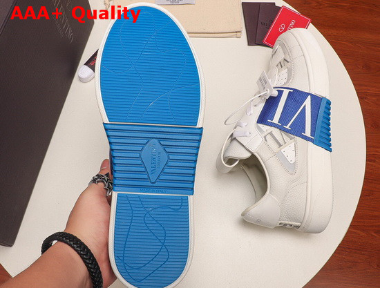 Valentino Calfskin VL7N Sneaker with Bands White and Blue Replica