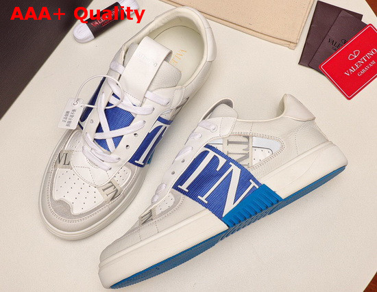 Valentino Calfskin VL7N Sneaker with Bands White and Blue Replica