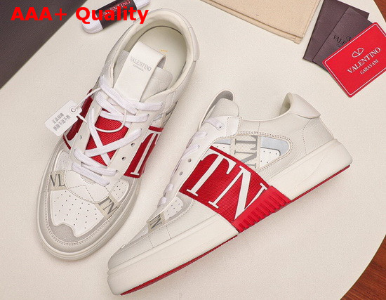 Valentino Calfskin VL7N Sneaker with Bands White and Red Replica