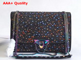 Valentino Demilune Crystal Shloulder Bag in Black Leather with Iridescent Hardware Replica