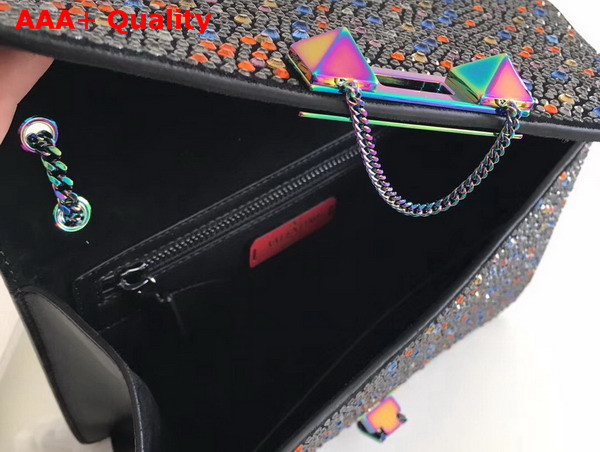 Valentino Demilune Crystal Shloulder Bag in Black Leather with Iridescent Hardware Replica