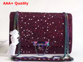 Valentino Demilune Crystal Shloulder Bag in Purple Suede with Iridescent Hardware Replica