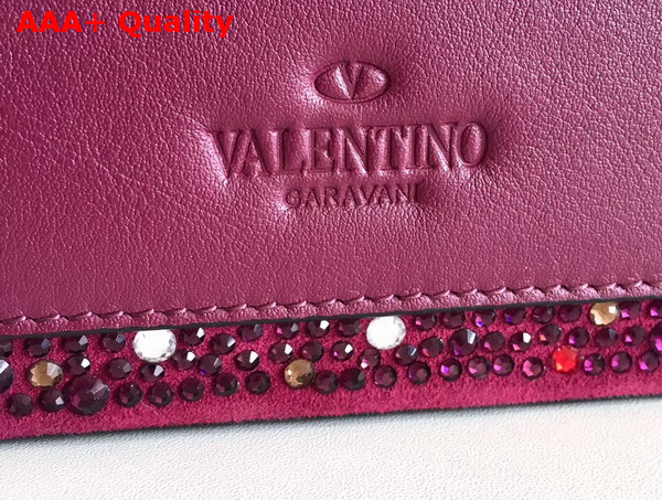 Valentino Demilune Crystal Shloulder Bag in Purple Suede with Iridescent Hardware Replica