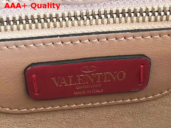 Valentino Demilune Medium Double Handle Bag Suede and Smooth Calfskin Pink Replica