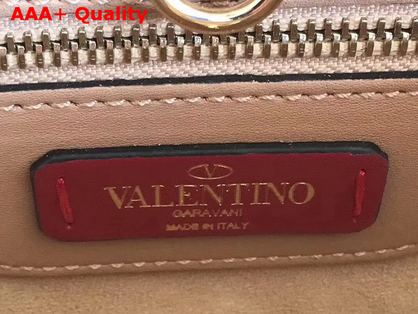 Valentino Demilune Small Double Handle Bag Pink Suede and Smooth Calfskin Replica