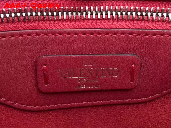 Valentino Demilune Small Double Handle Bag Ruby Suede and Smooth Calfskin Replica