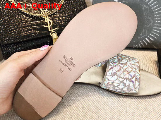 Valentino Flat Leather Mule with Crystals Replica