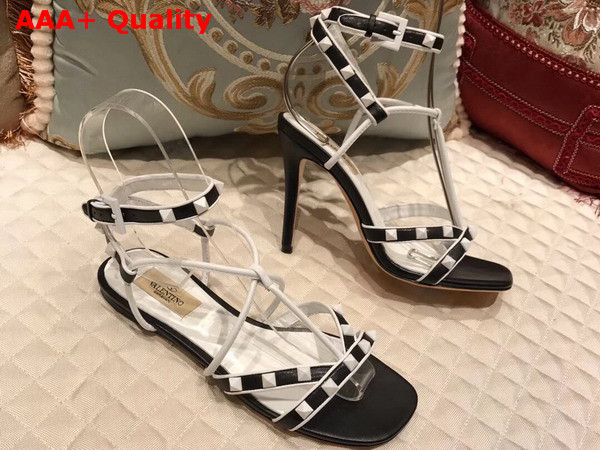 Valentino Free Rockstud Sandal in Black Calfskin Leather Replica