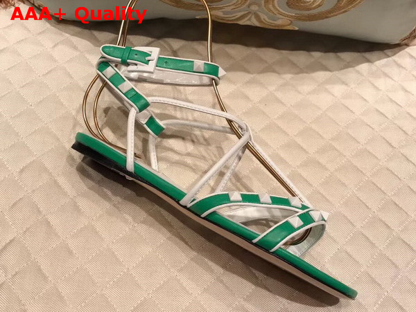 Valentino Free Rockstud Sandal in Green Calfskin Leather Replica