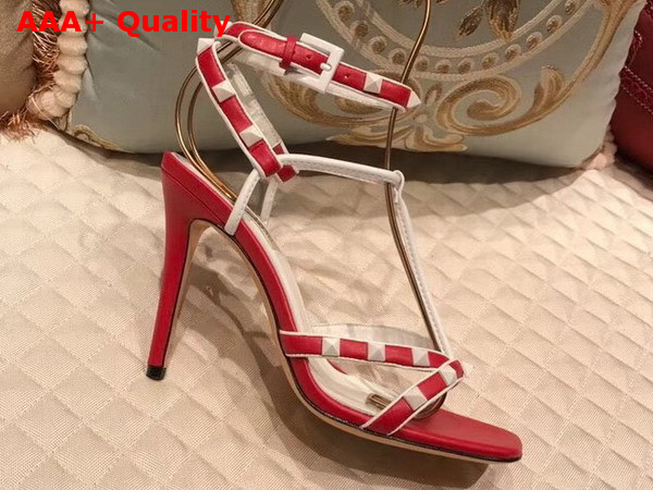 Valentino Free Rockstud Sandal in Red Calfskin Leather Replica