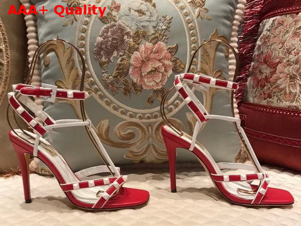 Valentino Free Rockstud Sandal in Red Calfskin Leather Replica