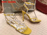 Valentino Free Rockstud Sandal in Yellow Calfskin Leather Replica