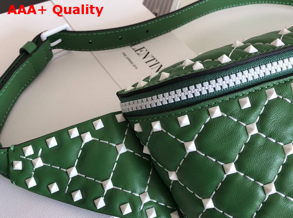 Valentino Free Rockstud Spike Belt Bag in Green Soft Lambskin Leather Replica