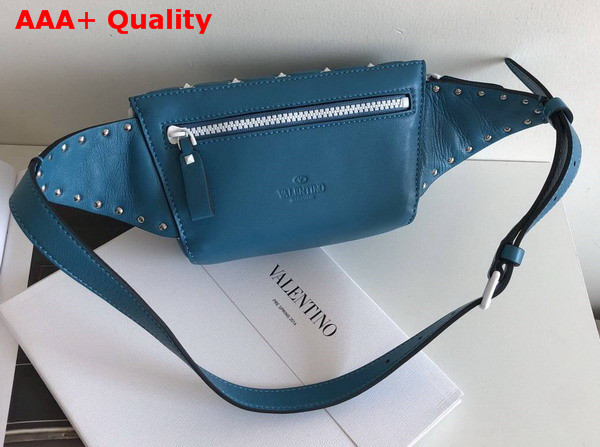 Valentino Free Rockstud Spike Belt Bag in Light Blue Soft Lambskin Leather Replica