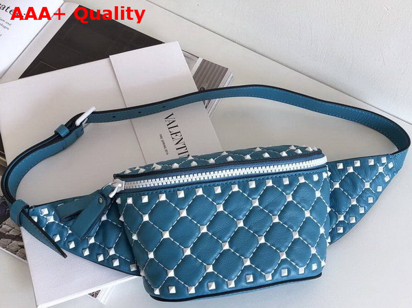 Valentino Free Rockstud Spike Belt Bag in Light Blue Soft Lambskin Leather Replica