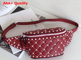 Valentino Free Rockstud Spike Belt Bag in Red Soft Lambskin Leather Replica