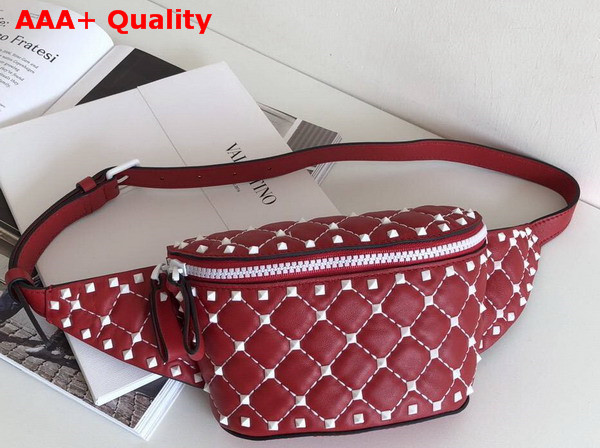 Valentino Free Rockstud Spike Belt Bag in Red Soft Lambskin Leather Replica