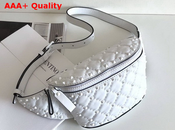 Valentino Free Rockstud Spike Belt Bag in White Soft Lambskin Leather Replica