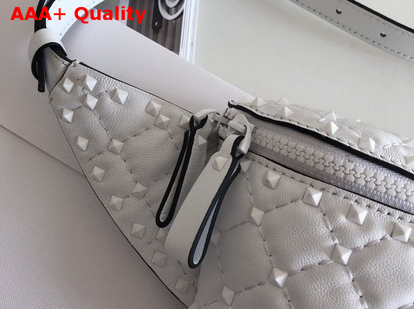 Valentino Free Rockstud Spike Belt Bag in White Soft Lambskin Leather Replica