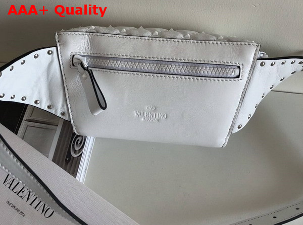 Valentino Free Rockstud Spike Belt Bag in White Soft Lambskin Leather Replica