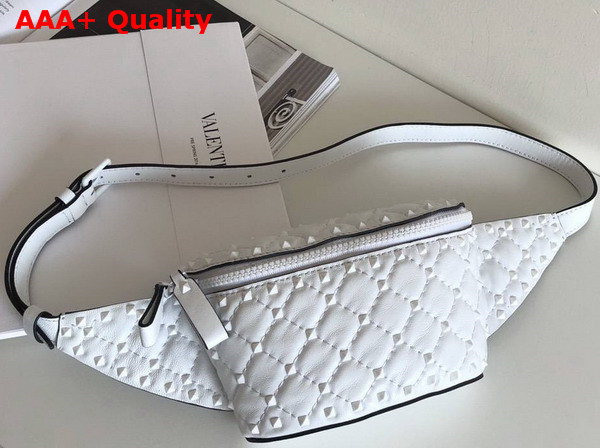 Valentino Free Rockstud Spike Belt Bag in White Soft Lambskin Leather Replica