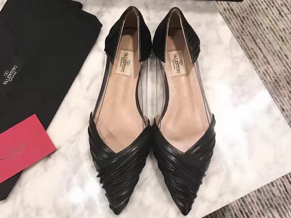 Valentino Garavani Ballerina in Draped Goatskin Leather Black For Sale