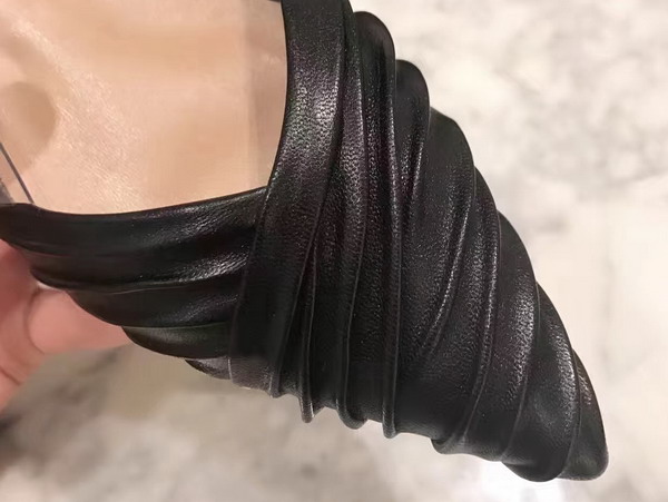 Valentino Garavani Ballerina in Draped Goatskin Leather Black For Sale