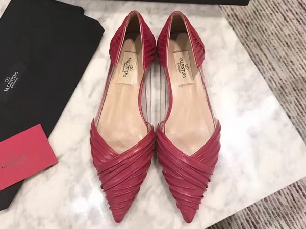 Valentino Garavani Ballerina in Red Draped Goatskin Leather For Sale