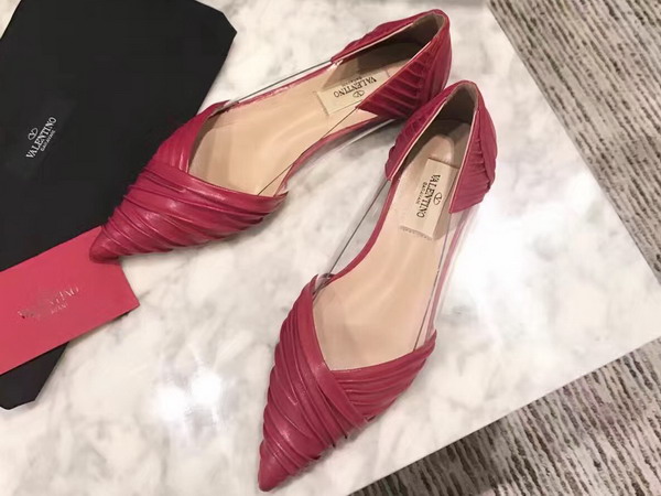 Valentino Garavani Ballerina in Red Draped Goatskin Leather For Sale