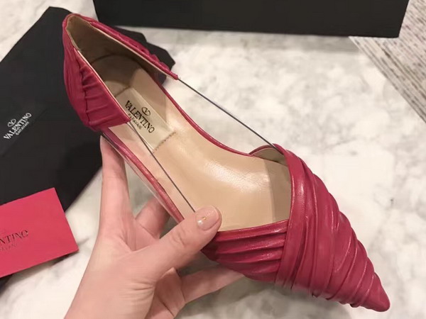 Valentino Garavani Ballerina in Red Draped Goatskin Leather For Sale