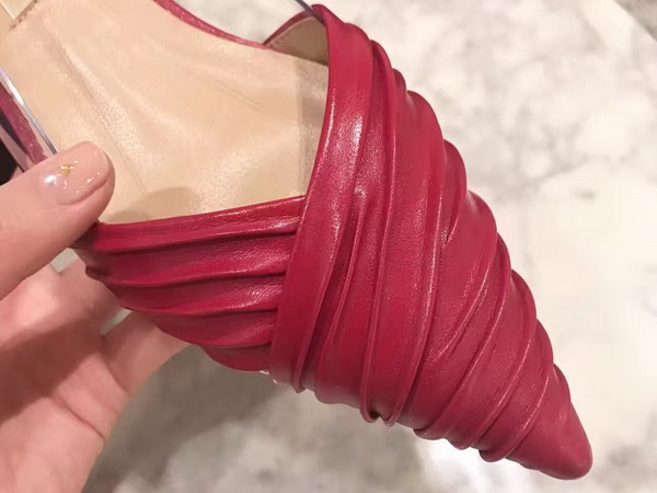 Valentino Garavani Ballerina in Red Draped Goatskin Leather For Sale