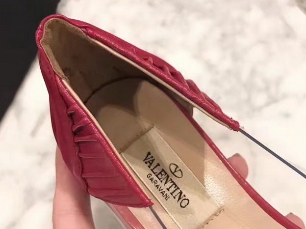 Valentino Garavani Ballerina in Red Draped Goatskin Leather For Sale