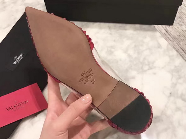 Valentino Garavani Ballerina in Red Draped Goatskin Leather For Sale