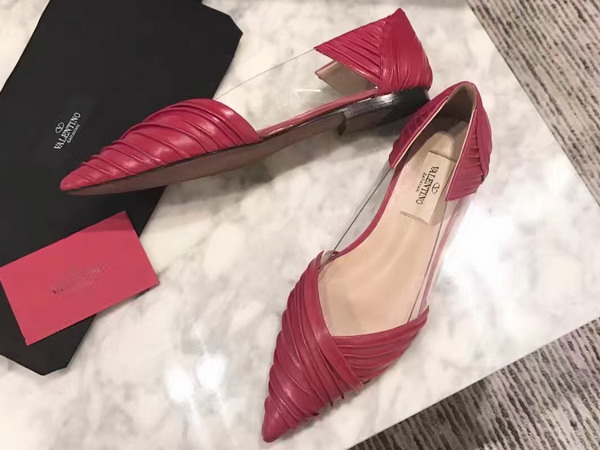 Valentino Garavani Ballerina in Red Draped Goatskin Leather For Sale