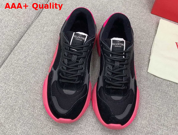 Valentino Garavani Bubbleback Sneaker Black Mesh and Pink Sole Replica