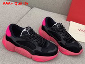 Valentino Garavani Bubbleback Sneaker Black Mesh and Pink Sole Replica