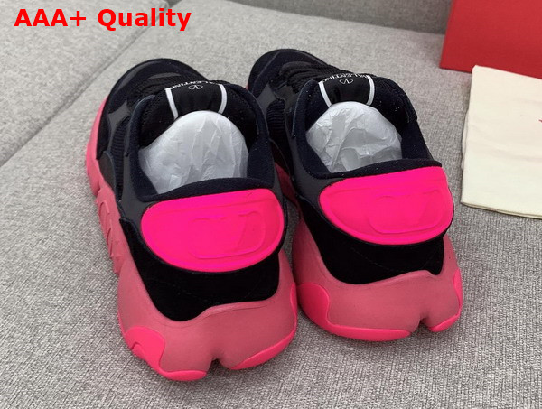 Valentino Garavani Bubbleback Sneaker Black Mesh and Pink Sole Replica