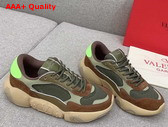 Valentino Garavani Bubbleback Sneaker in Mesh with Details in Suede Green and Brown Replica