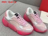 Valentino Garavani Bubbleback Sneaker in Pink Mesh with Suede Details Replica