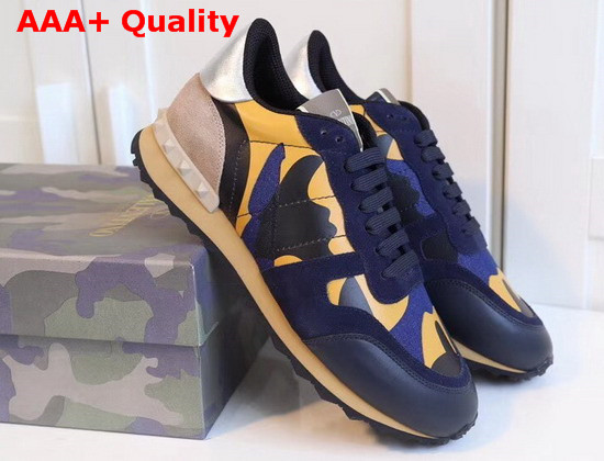 Valentino Garavani Camouflage Sneaker in Blue Replica