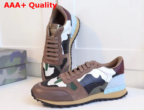 Valentino Garavani Camouflage Sneaker in Multicoloured Leather and Suede Replica