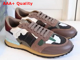 Valentino Garavani Camouflage Sneaker in Multicoloured Leather and Suede Replica