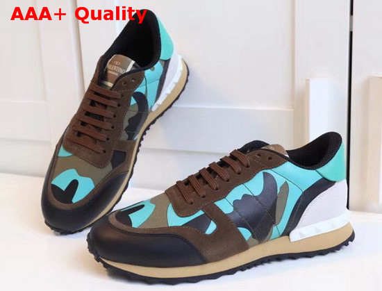 Valentino Garavani Camouflage Sneaker in Turquoise Replica