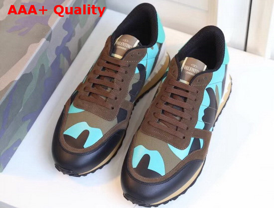 Valentino Garavani Camouflage Sneaker in Turquoise Replica