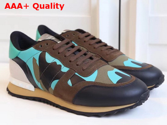 Valentino Garavani Camouflage Sneaker in Turquoise Replica