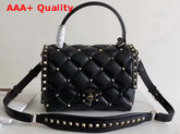 Valentino Garavani Candystud Top Handle Bag in Black Soft Lambskin Leather Replica