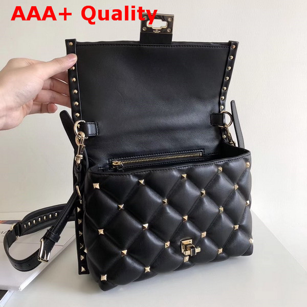 Valentino Garavani Candystud Top Handle Bag in Black Soft Lambskin Leather Replica