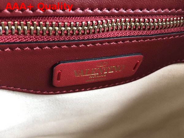 Valentino Garavani Candystud Top Handle Bag in Burgundy and White Soft Lambskin Replica